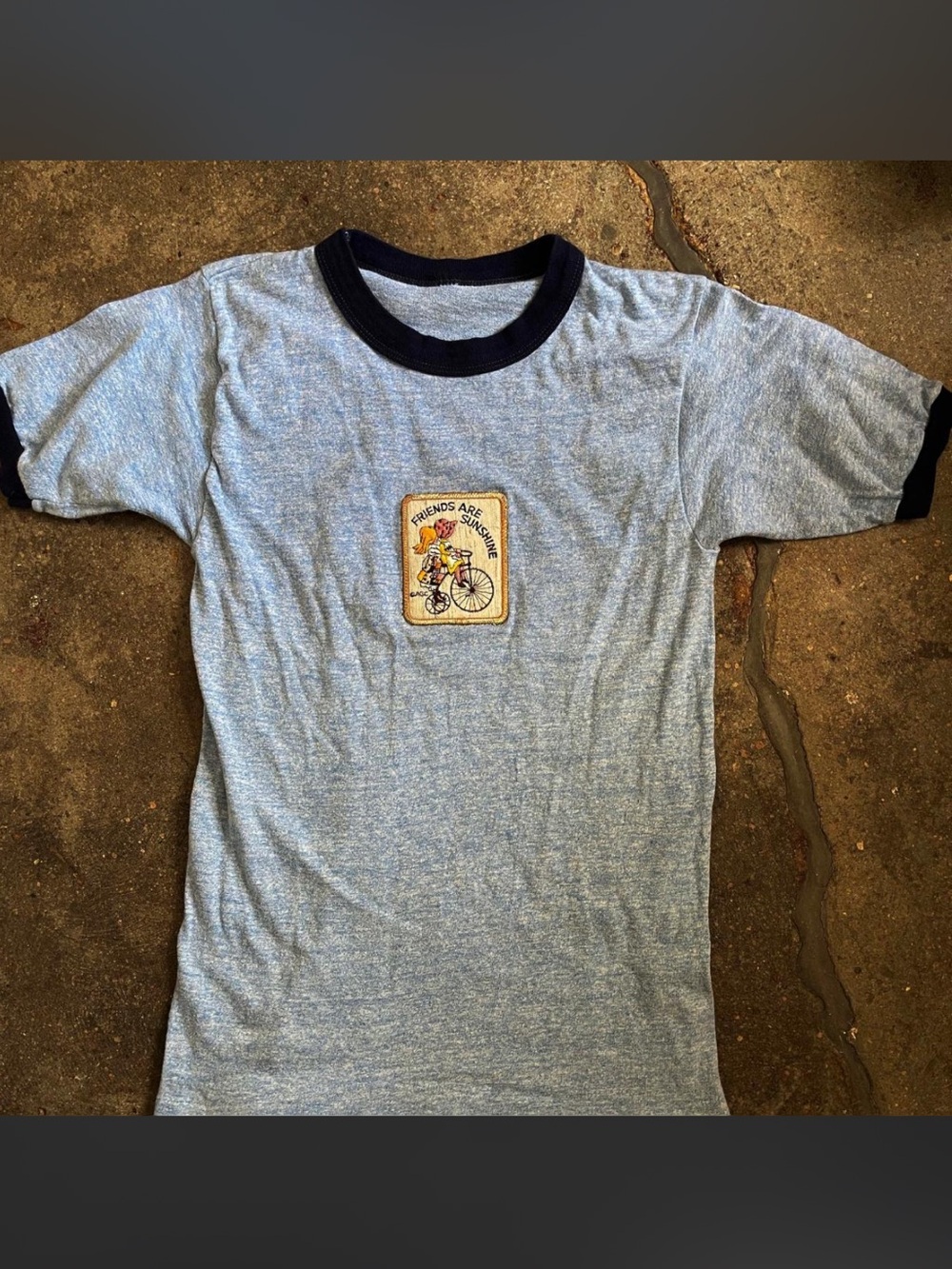 Hollie Hobbie Vintage Hand-Appliquéd Ringer Tee.  XS